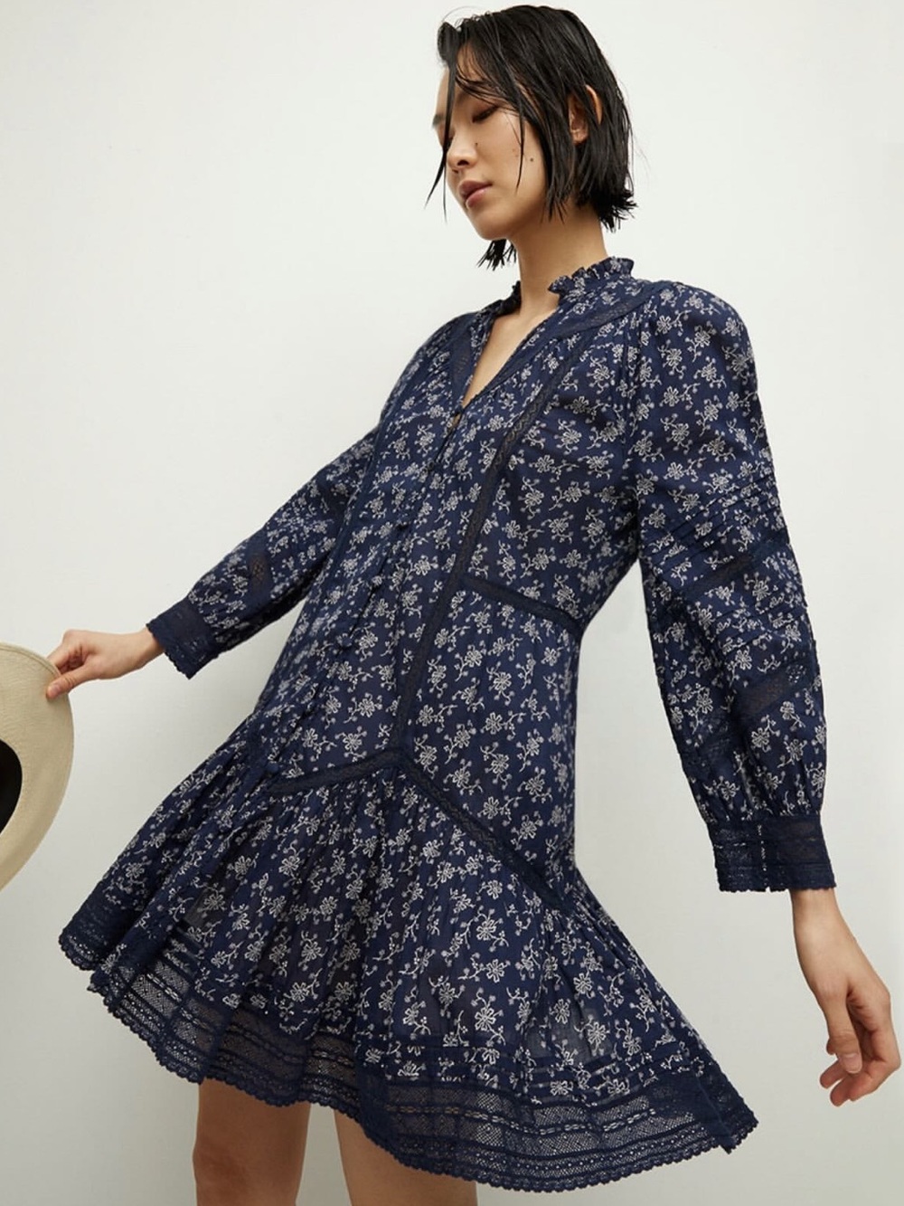 Veronica Beard Navy Floral Mini Dress